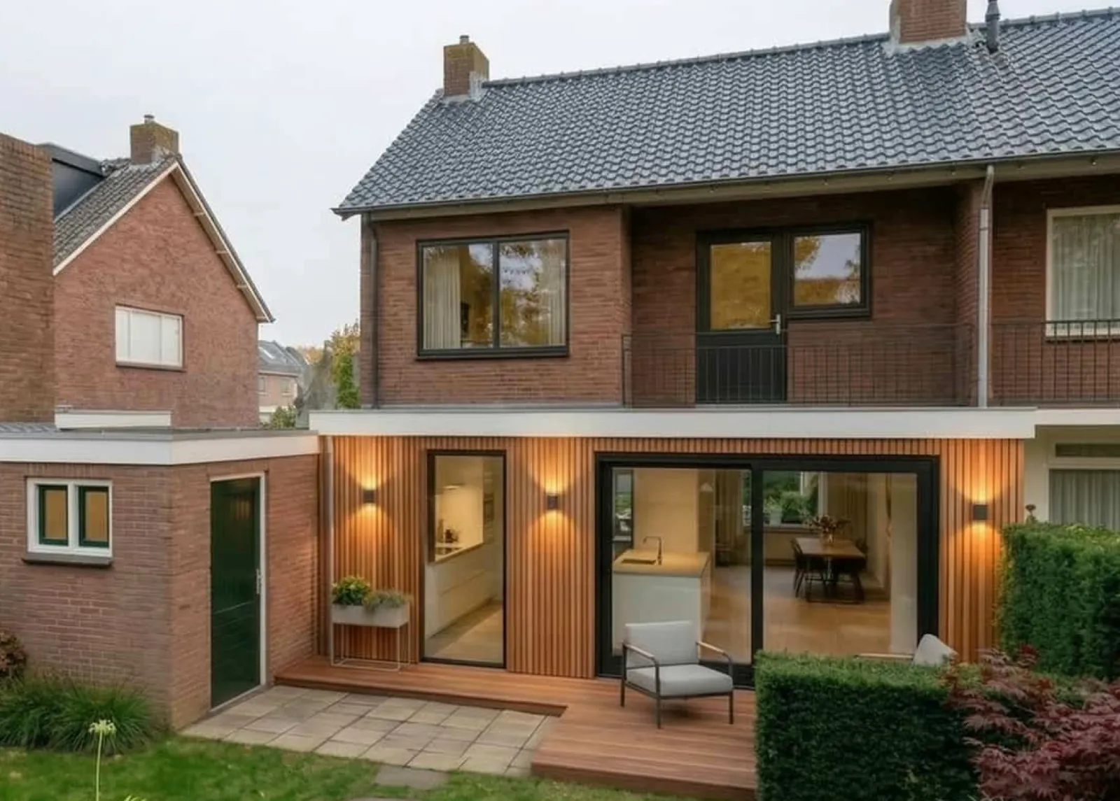 Bouwtekening aanbouw en verbouwing twee-onder-een-kapwoning